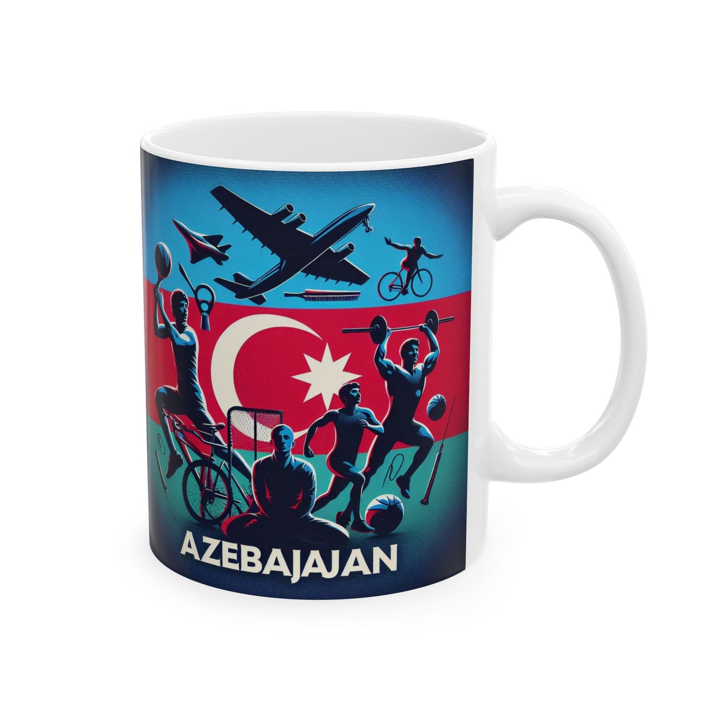 Flag Village Azerbaijan Sporting Flag Ceramic Coffee Mug 11oz FV-MG0203