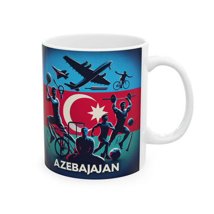 Flag Village Azerbaijan Sporting Flag Ceramic Coffee Mug 11oz FV-MG0203