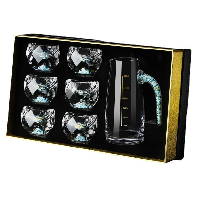 Flag Village Household Wineglass Set Asterism Turquoise Star Diamond Wine Glass Simple Gift Box