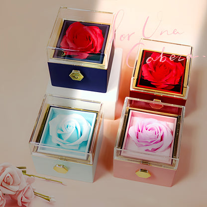 Flag Village Rotating Soap Flower Rose Gift Box Creative Rotating Rose Jewelry Packaging Box Valentine's Day Gift For Women