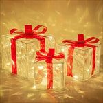 Flag Village New Christmas Gift Box 3-piece Folding Christmas Gift Box Light Up Valentine Gift Box Christmas Lights