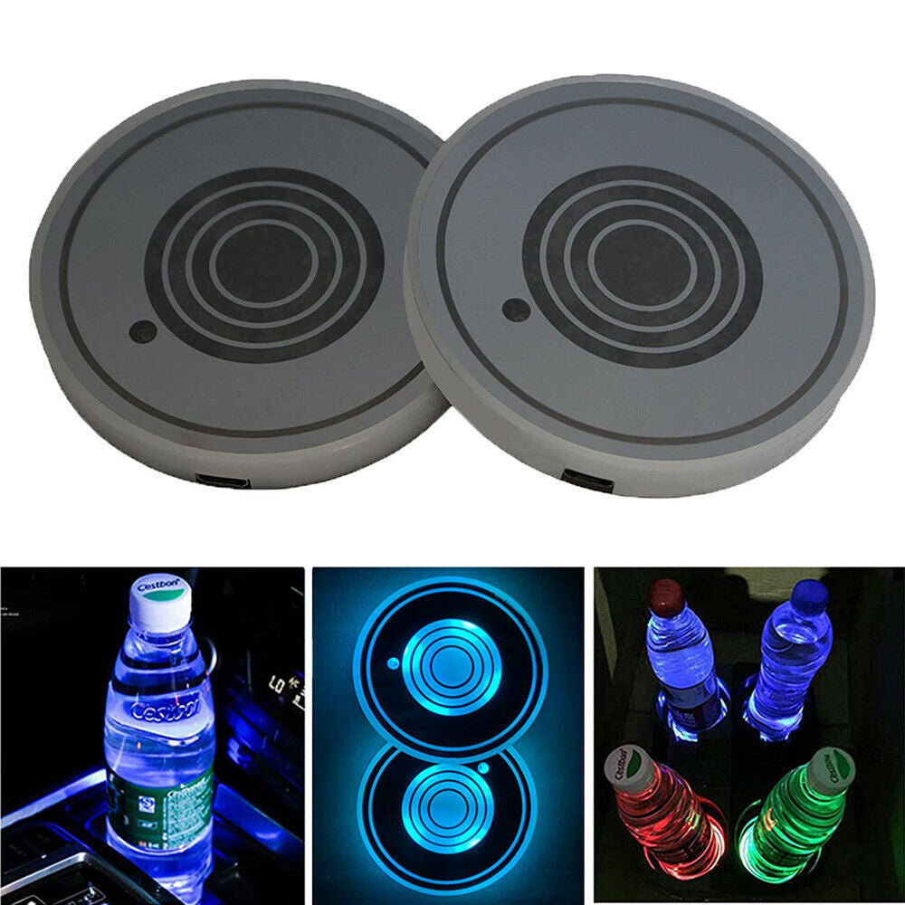 Flag Village Auto Tools USB Charging Car Led Cup Holder Water Bottom Mat