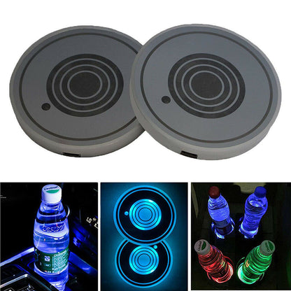 Flag Village Auto Tools USB Charging Car Led Cup Holder Water Bottom Mat