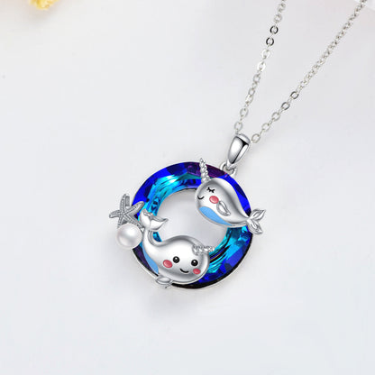 Flag Village Narwhal Necklace 925 Sterling Silver Unicorn of The Sea Jewelry Gifts