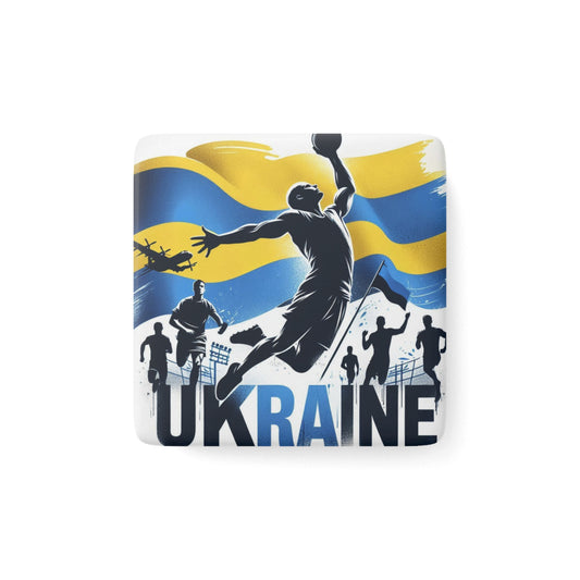 Flag Village Ukraine Flag Sporting Porcelain Magnet, Square UKR0006