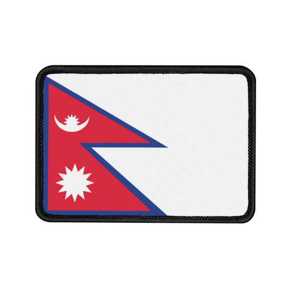 Flag Village Nepal Embroidered Iron-On Patch 3"x3"