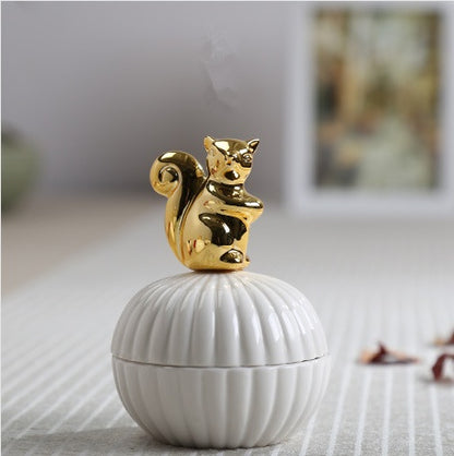 Flag Village Animal figurine decor jewelry box squirrel rabbit cat bird crafts gift home decor jar