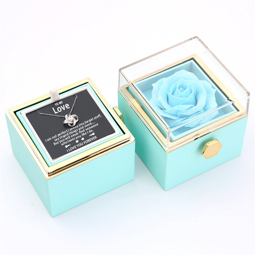 Flag Village Rotating Soap Rose Jewelry Packing Box Necklace Gift Set
