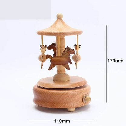 Flag Village Wooden building model music box birthday gift
