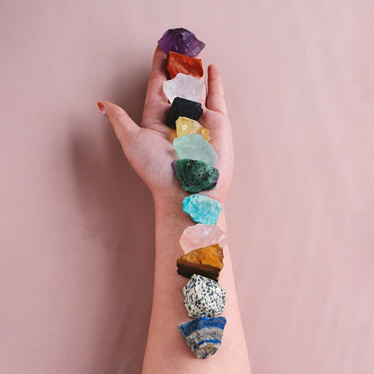 Flag Village Natural Crystal Original Stone Set Energy Crystal Unpolished Semi Precious Amethyst Gift Box