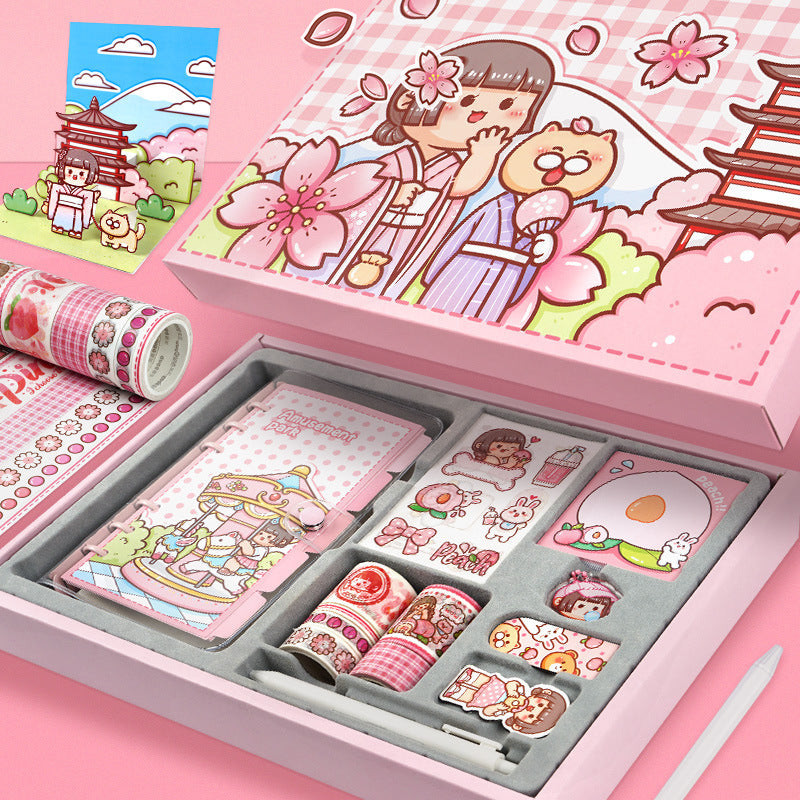 Flag Village Small Fried Glutinous Rice Cake Stuffed With Bean Paste Journal Book Creative Set Gift Box
