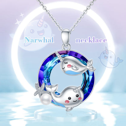 Flag Village Narwhal Necklace 925 Sterling Silver Unicorn of The Sea Jewelry Gifts