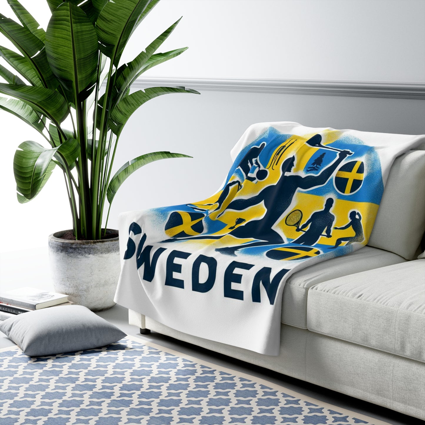 Flag Village Sweden  Sporting Flag Sherpa Fleece Blanket SWE0006