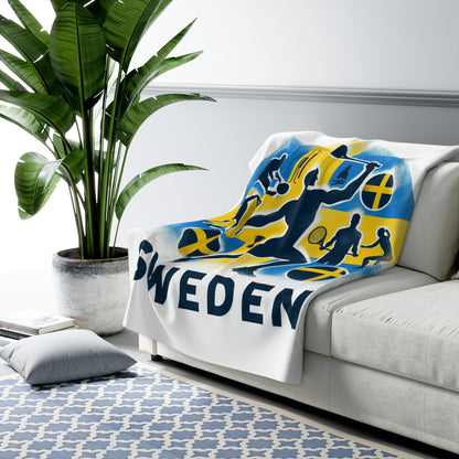 Flag Village Sweden  Sporting Flag Sherpa Fleece Blanket SWE0006