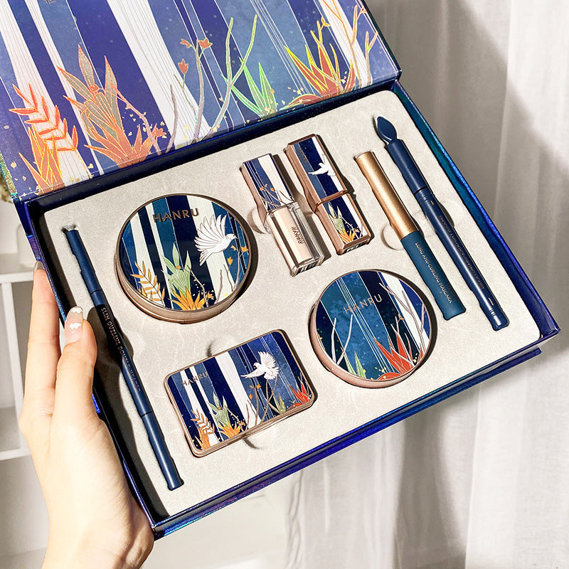 Flag Village Oriental Beauty Lotus Pond Moonlight Velvet Lipstick Makeup Set Gift Box