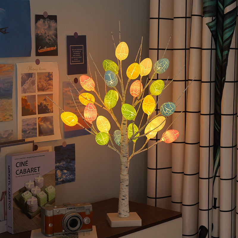 Flag Village Easter Decoration 60cm Birch Tree Home Easter Egg LED Light Gift Spring Party Tabletop Ornaments Light Easter Party Kids Gifts