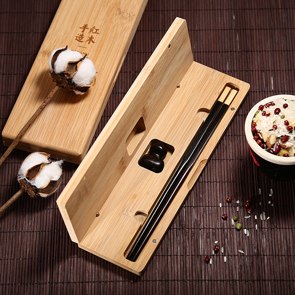 Flag Village Chinese Mahogany Chopsticks Lettering Solid Wood Box Set Gift Chopsticks Custom Gift Box Wedding Lettering Public Chopsticks Birthday Gift