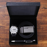 Flag Village Business Belt Wallet Wrist Watch Pen Gift Box Set For Men