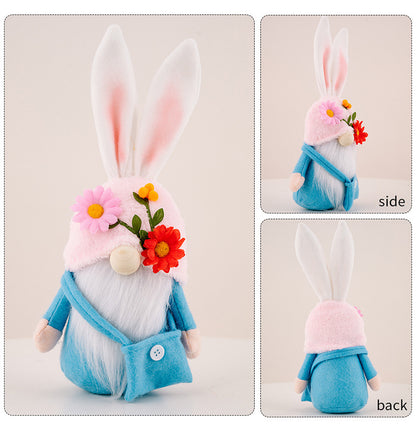 Flag Village Easter Faceless Gnome Rabbit Doll DIY Handmade Home Decoration Spring Hanging Bunny Ornaments Kids Gifts