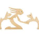 Flag Village DIY Figurine Wood Dog Ornament Sculpture Home Decoration A Man A Dog Wood Sculpture Christmas Gifts Model Decor