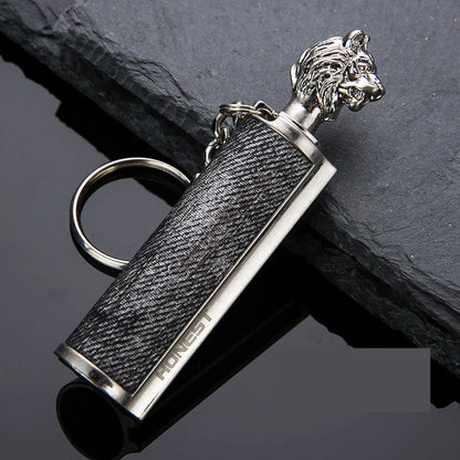 Flag Village Creative Metal Keychain Lighter Wild Fire Ten Thousand Times Use Kerosene Lighters Gifts For Men