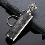 Flag Village Creative Metal Keychain Lighter Wild Fire Ten Thousand Times Use Kerosene Lighters Gifts For Men