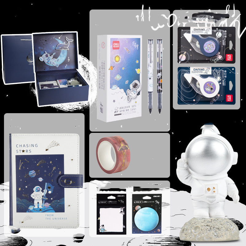 Flag Village Universe Galaxy Exploration Stationery Set Gift Box Spree Birthday Gift Astronaut Notebook Creative Hand Ledger