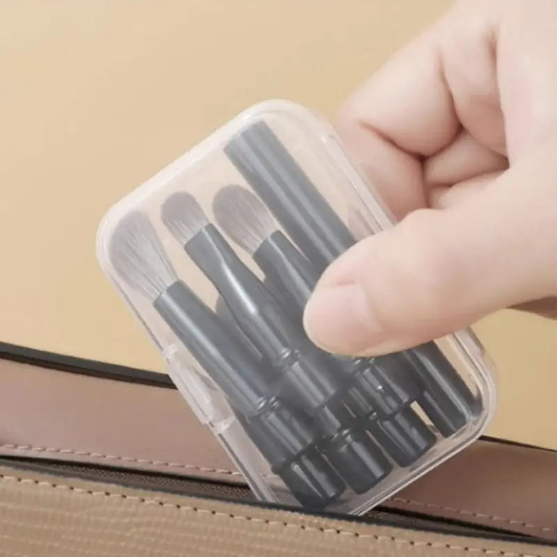 Flag Village 6Pcs Mini Travel Makeup Brushes Set With Box Portable Cosmetic Powder Foundation Blush Blending Concealer Make Up Brushes Set