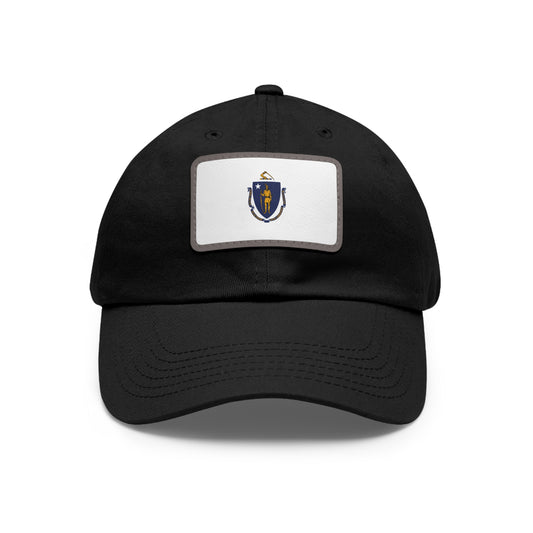 Flag Village USA Massachusetts State Flag Hat Cap with Leather Patch