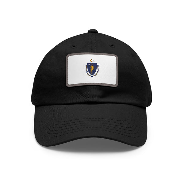Flag Village USA Massachusetts State Flag Hat Cap with Leather Patch