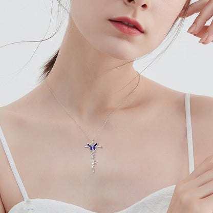 Flag Village Sterling Silver Butterfly Cross Necklace Jewlery Gifts for Women