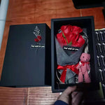 Flag Village Soap Flower Bear Gift Box Birthday Gift Mother's Day 7 Carnation Valentine's Day Gift Box