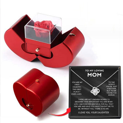 Flag Village Fashion Jewelry Box Red Apple Christmas Gift Necklace Eternal Rose For Girl Mother's Day Valentine's Day Gifts With Artificial Flower Rose Flower Jewelry Box