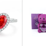 Flag Village Eternal Rose Teddy Bear Gifts Box With Necklace Rotate Rose Jewelry Box Valentine Wedding Storage Gift Case For Women Girlfriend