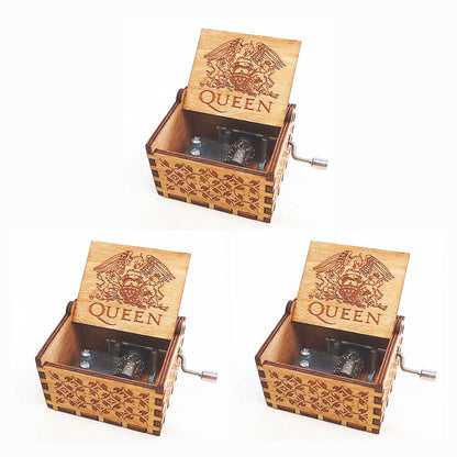 Flag Village Antique Carved Wooden Hand Crank Spirited Away Music Box Christmas Gift Birthday Gift Party Decoration