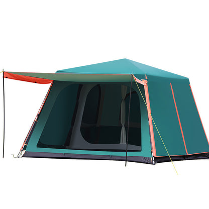 Flag Village Outdoor Fully Automatic Aluminum Pole 3-4-5-8 People Double-layer Thickening Rainstorm Field Camping Big Tent