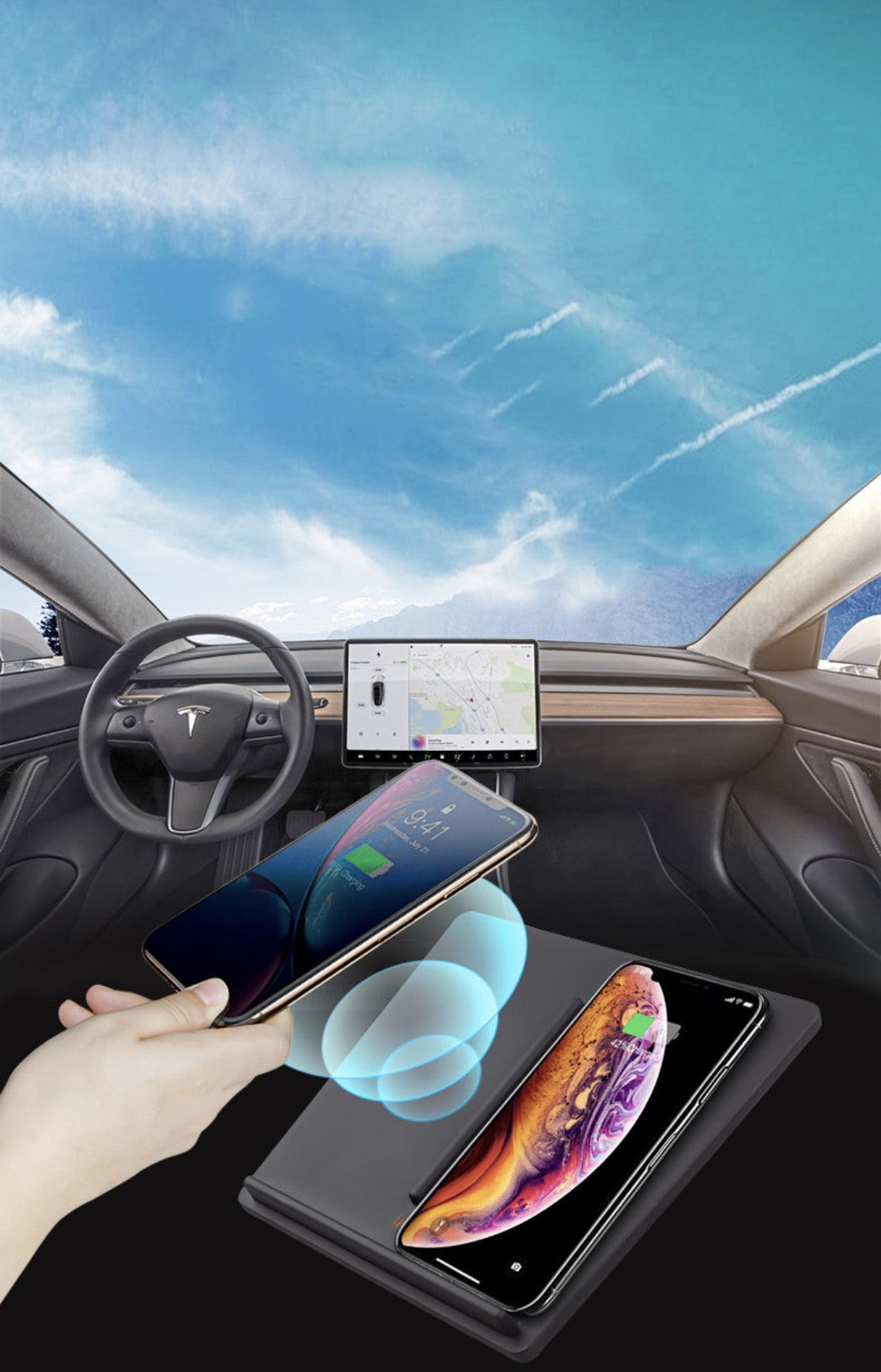 Flag Village Auto Tools Tesla applicable car wireless charger