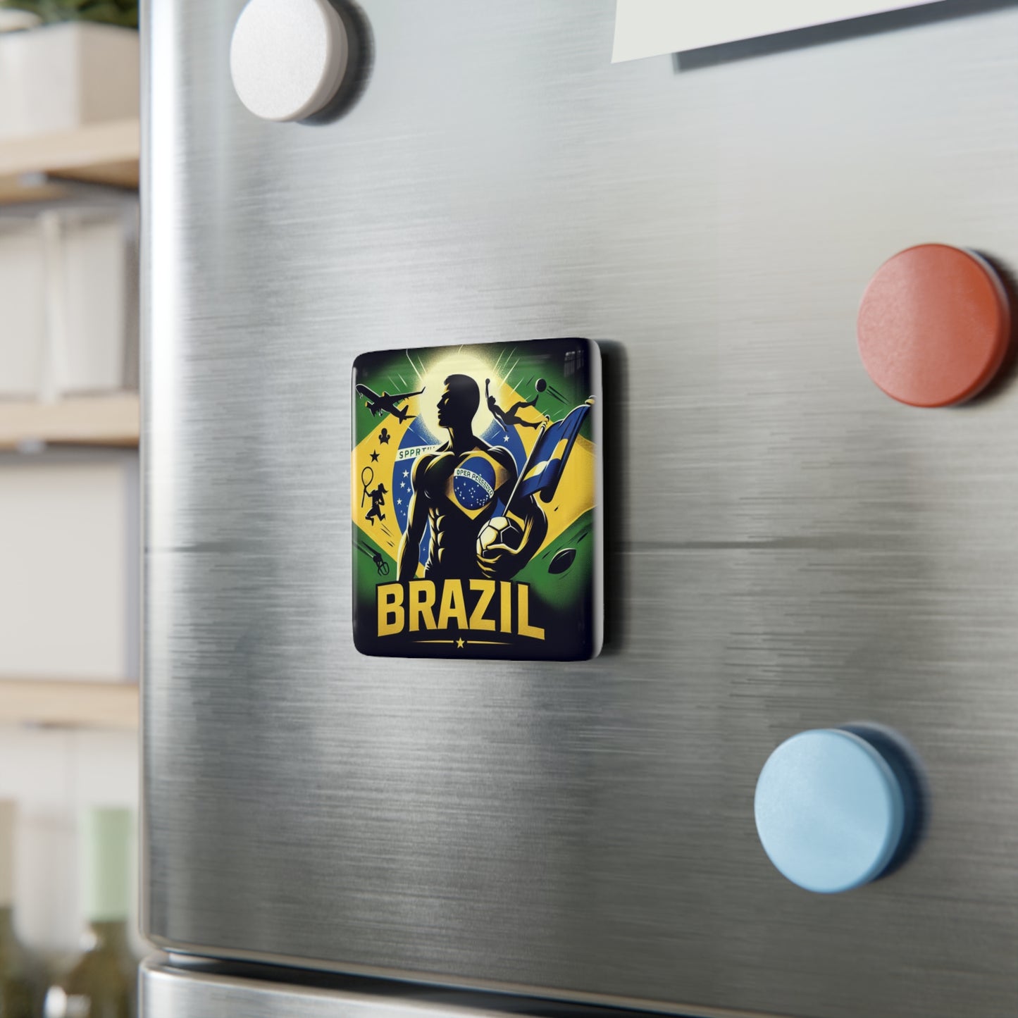 Flag Village BRAZIL Flag Sporting Porcelain Magnet, Square BRA0012
