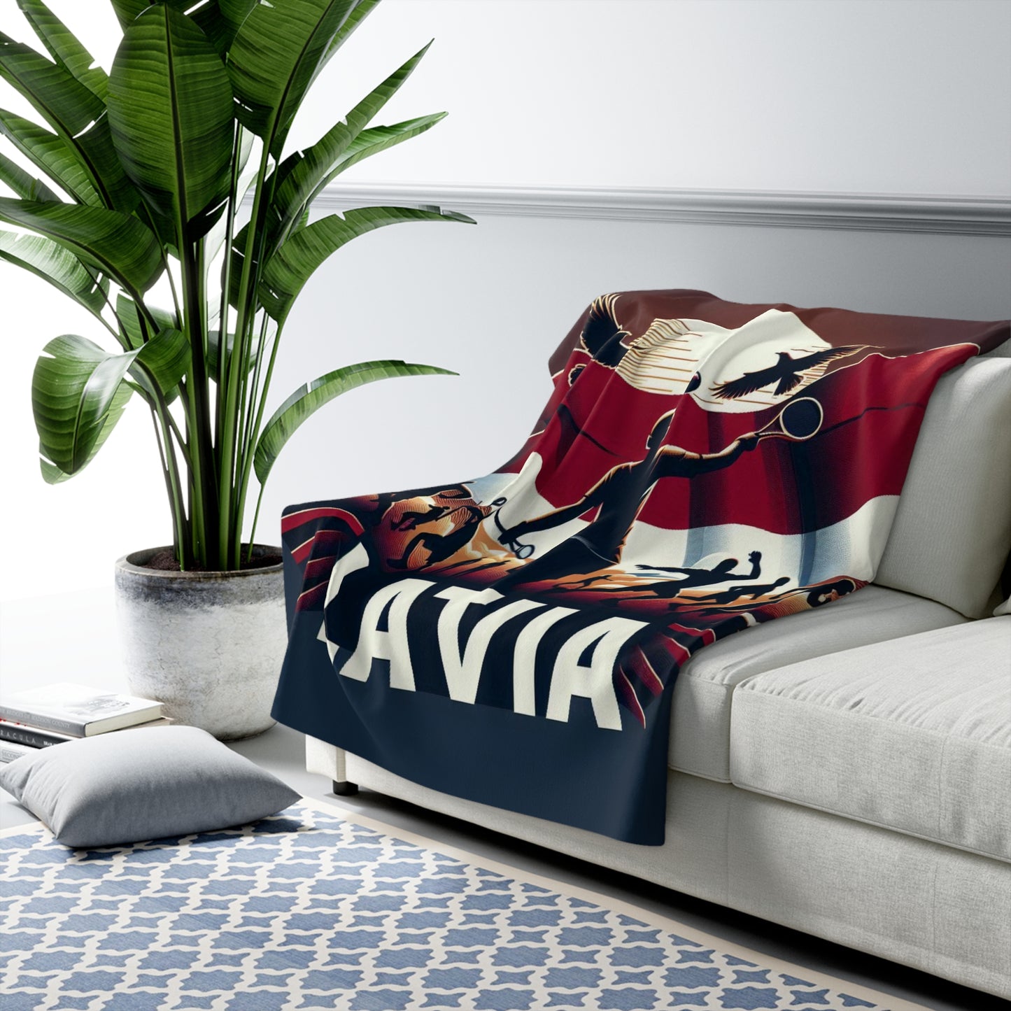 Flag Village Latvia Sporting Flag Sherpa Fleece Blanket LVA0003