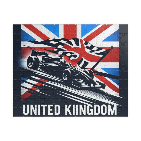 Flag Village United Kingdom Racing Car Jigsaw Puzzle