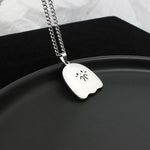 Flag Village Stainless Steel Cute Ghost Couple Necklace Kawaii Animal Cat Pendant Necklace Lovers Friendship Jewelry Gifts