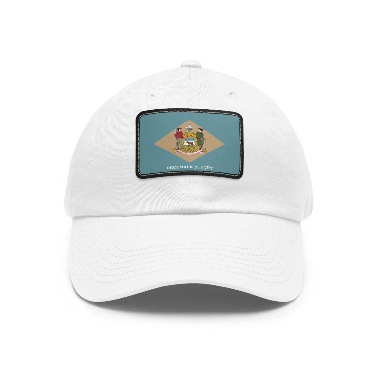 Flag Village USA Delaware State Flag Hat Cap with Leather Patch