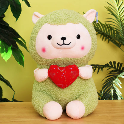 Flag Village New Heart-hugging Alpaca Plush Toy Cute Sheep Doll Large Pillow Ragdoll Girls' Gifts