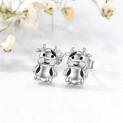 Flag Village Cow Earrings Sterling Silver Cow Jewelry Animal Stud Earrings Cow Gifts for Women Teens Birthday