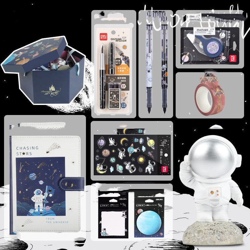 Flag Village Universe Galaxy Exploration Stationery Set Gift Box Spree Birthday Gift Astronaut Notebook Creative Hand Ledger