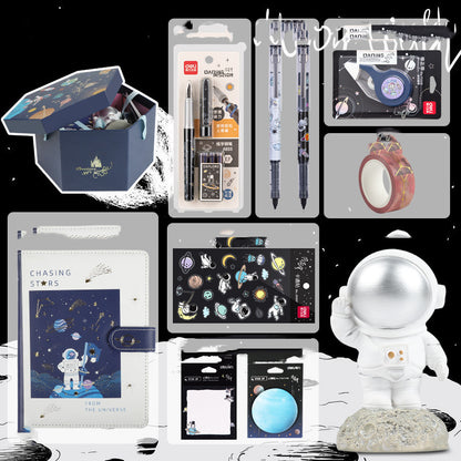 Flag Village Universe Galaxy Exploration Stationery Set Gift Box Spree Birthday Gift Astronaut Notebook Creative Hand Ledger