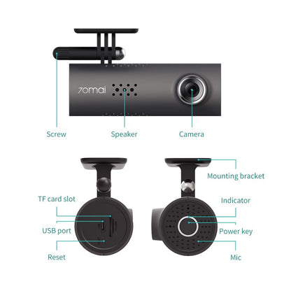 Flag Village Auto Tools Car Dash Smart WiFi DVR 130 Degree Wireless Cam 1080P FHD Night Version G-Sensor Driving Recorder