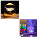 Flag Village LED Water Ripple Ambient Night Light USB Rotating Projection Crystal Table Lamp RGB Dimmable Home Decoration 16 Color Gifts
