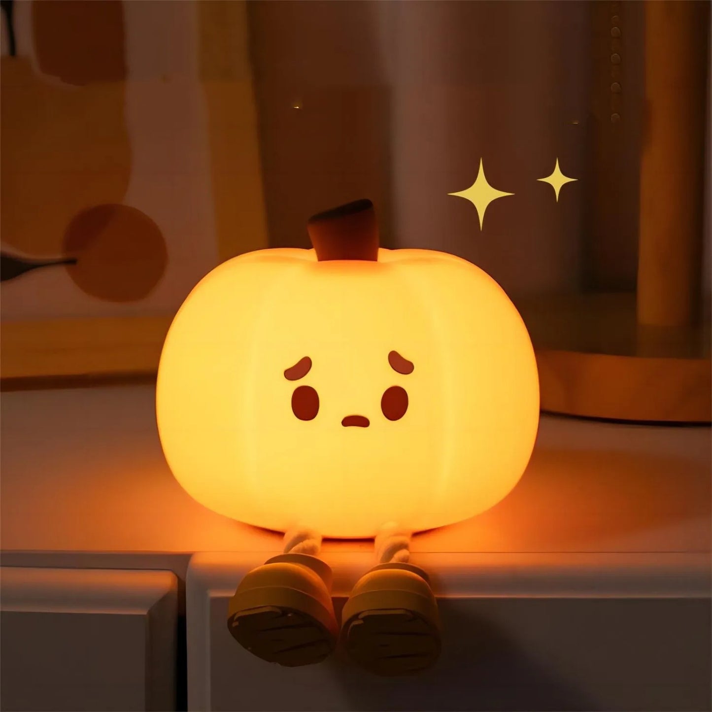 Flag Village Home Decor Halloween Pumpkin Night Light Cute Soft Silicone Lamp Touch  Dimmable Rechargeable Bedside Decor Light Kids Gifts Halloween Decorations