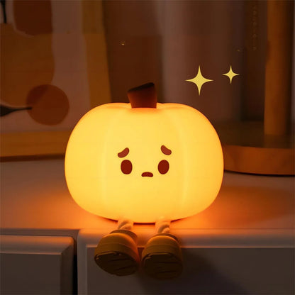 Flag Village Home Decor Halloween Pumpkin Night Light Cute Soft Silicone Lamp Touch  Dimmable Rechargeable Bedside Decor Light Kids Gifts Halloween Decorations